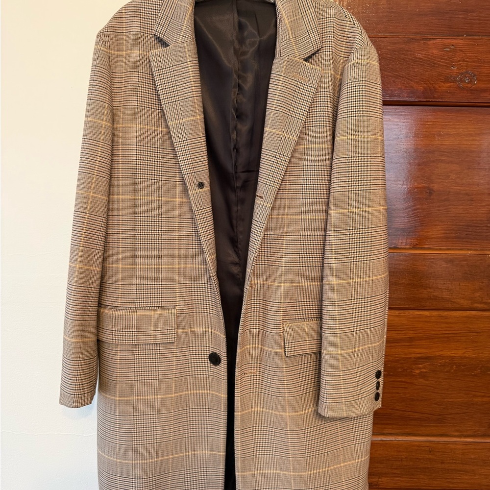 H&M Plaid Overcoat with Black Lining